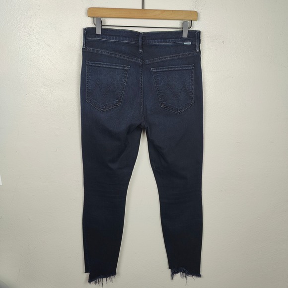 MOTHER The Stunner Zip Two Step Fray Jeans Womens 30 Dark Wash Last Call Skinny - Picture 7 of 12
